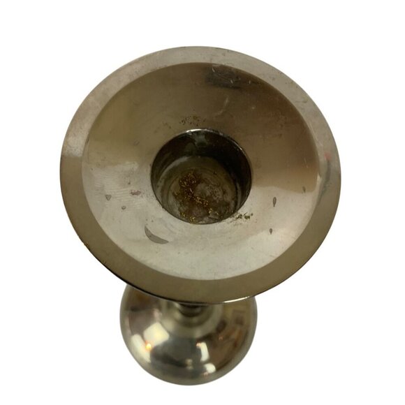 Vintage Chrome Cast Metal Taper Candleticks Holders Pair Silver Brown Home Decor - Picture 5 of 8